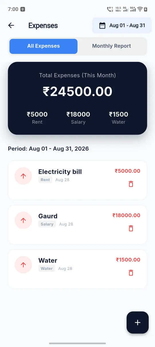 Expenses & salary screen