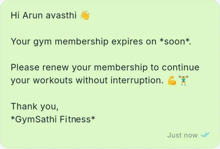 Membership renewal reminder message