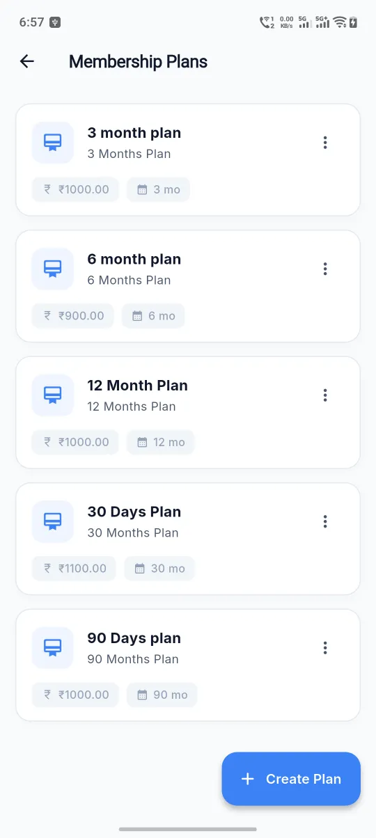 Membership plans screen