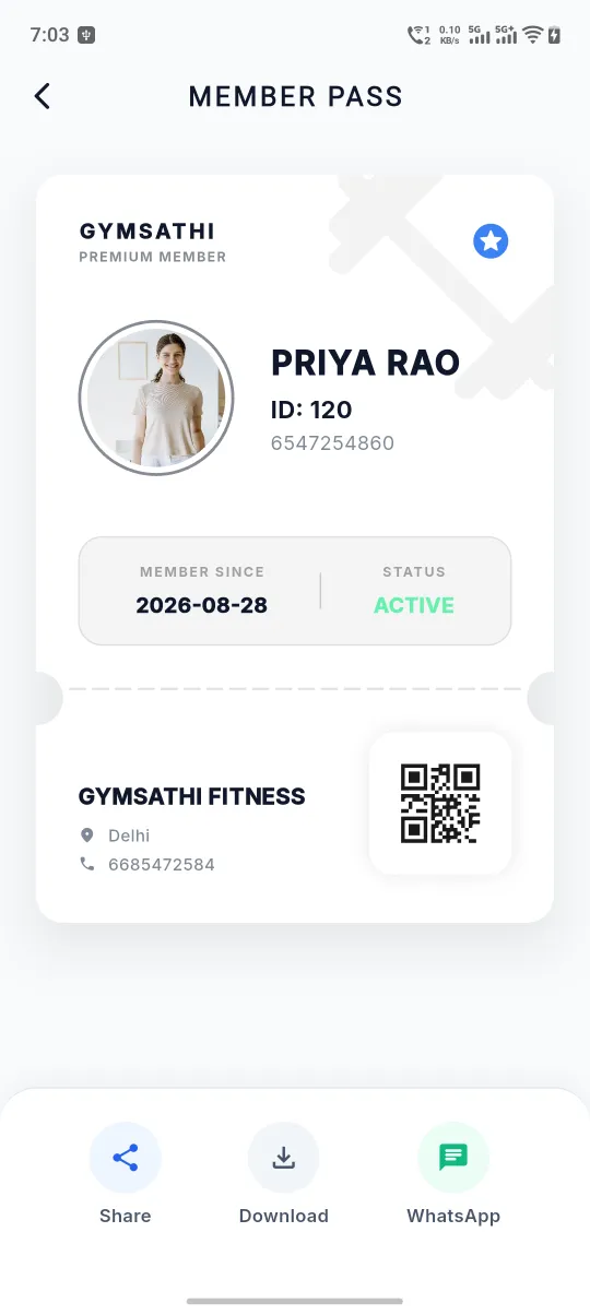 Digital member pass with QR check-in